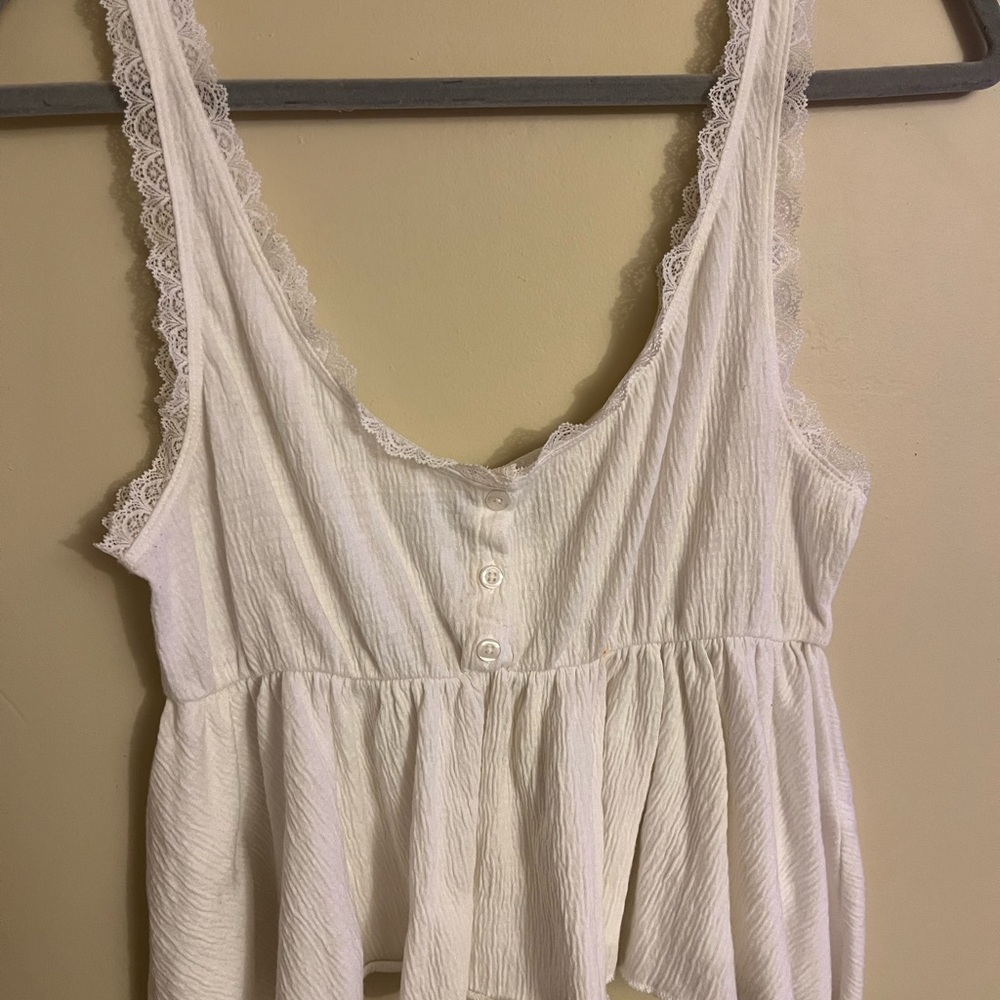Urban Outfitters Ivory Lace Trim Blouse